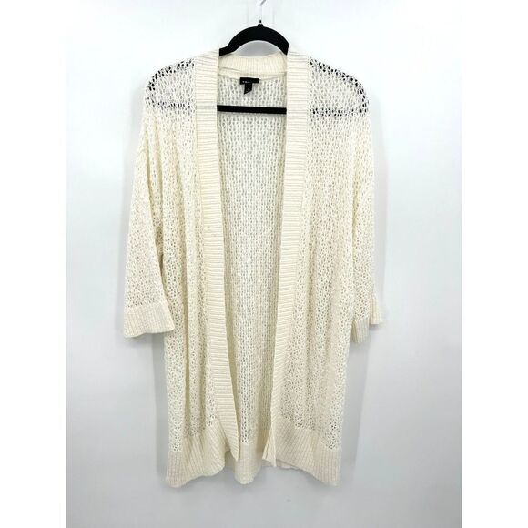 TORRID White Open Crochet Knit Long Line Cardigan Sweater Size 1X - Picture 1 of 6